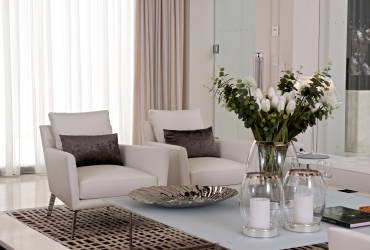 02 - Taylor Interiors Luxury modern living room armchairs and glass coffee table Marbella