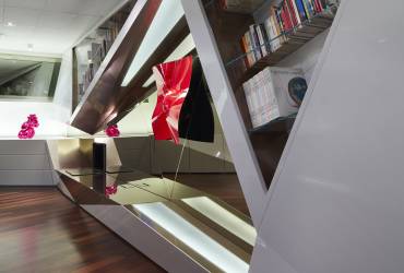 Exquisite villa.  Contemporary bookshelf.