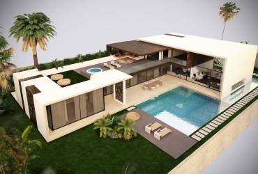 Villa Salma. Contemporary exterior. Impressive swimming pool. 