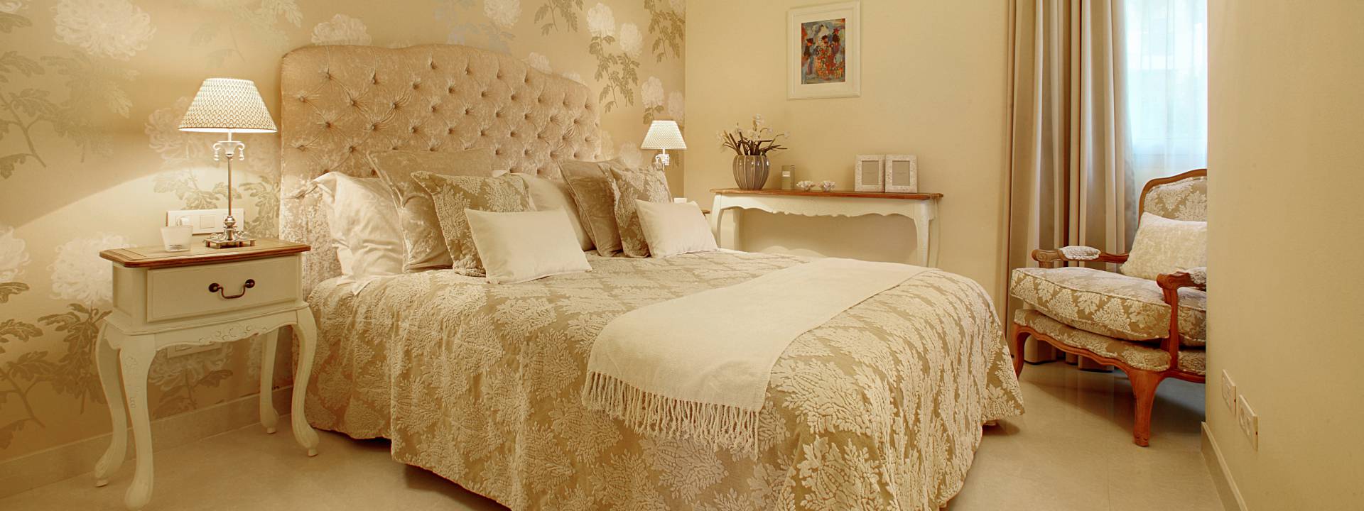 Luxury bedroom, Yvette Taylor London, neutral deco