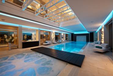 Exquisite hilltop mansion. Stunning indoor swimming pool. Taylor interiors.