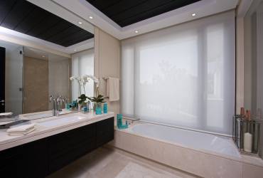 Mediterian Holiday Villa. Stunning modern bathroom.  Taylor interiors.