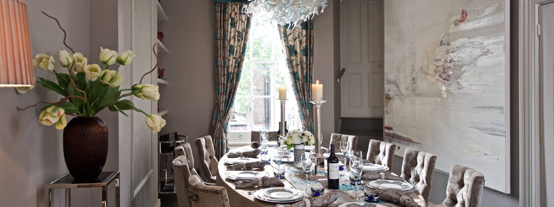 Luxury Town-house.  Exquisite dining room.  Taylor Interiors.